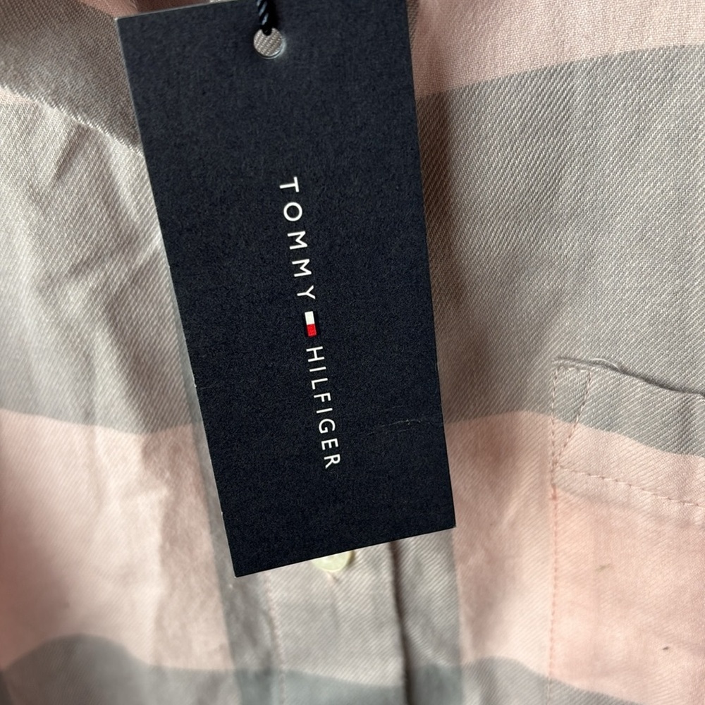 NWT Tommy Hilfiger Heritage Pink/Gray Plaid Button Up - Picture 3 of 7